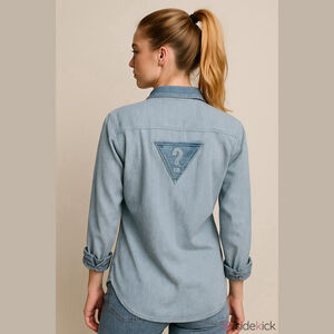 Guess Vintage Blue Striped Long Sleeve Button Up - Small